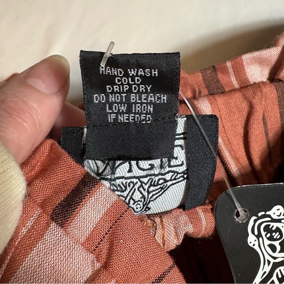 Angie Tie Waist Rust Colored Striped Wide Leg Palazzo Boho Trouser Pants Size L - Picture 7 of 13